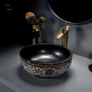 European Retro Bathroom Sinks Ceramic Home Bathroom Washbasins Countertop Basin Small Size Washing Sink Round Single Wash Basin