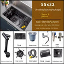 55cmx32cm 304 Nano Stainless Steel Hidden Sink Folding Faucet with Large Single Slot and Cover Plate Bar Counter Cup Washer