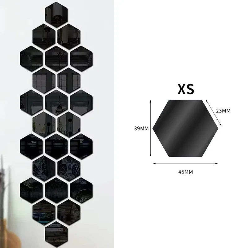 Wholesale Acrylic Hexagon Mirror Wall Stickers Self Adhesive Solid Paster DIY Tile Decals Living Room Art Decoration Ornaments