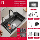 German Nano Sinks for Apartments Black Metal Three-hole Drain Kitchen Sink Light Luxury Household Kitchen Sink for Rental Houses