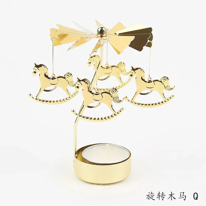 Multi-shape Rotating Candlesticks Snowflake Angel Romantic Tea Party Candle Holder Wedding Christmas Metal Home Decor