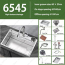304 Stainless Steel Multifunctional Kitchen Sink Large Capacity Single Bowl Vegetable Workstation Wash/Cut/Drain in One Full Set