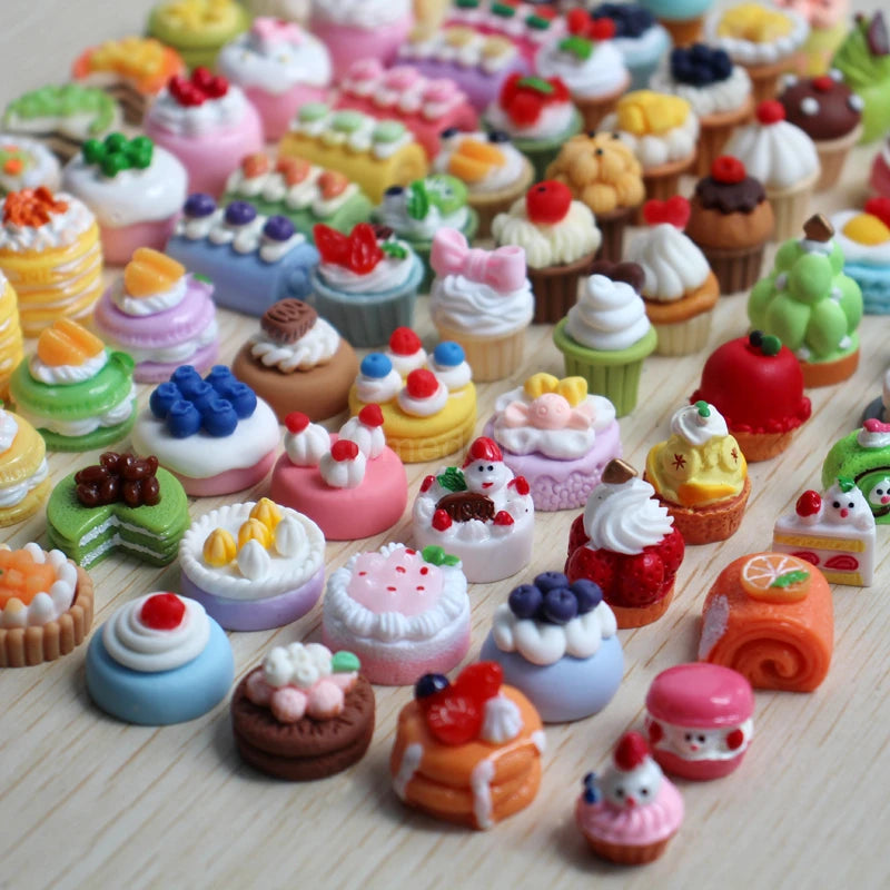 1/6 Scale Assorted Miniature Dollhouse Cake Mini Food for Doll Pretend Play Kitchen Toy Accessories