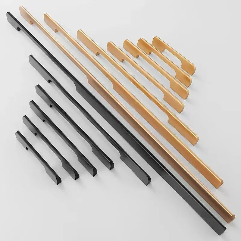 Long Simple Kitchen Cabinet Door Handles Aluminum Alloy Drawer Handle Pulls Wardrobe Cupboard Door Pull Furniture Hardwar Pulls