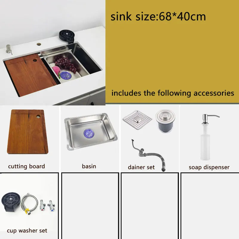 304 stainless steel undermount or Above Mount kitchen sink Washing Basin with Multifunctional waterfall kitchen faucet