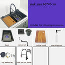 Matte Black Nano Kitchen Sink Above Mount Washing Basin with chopping board 304 Stainless Steel Single black kitchen sink