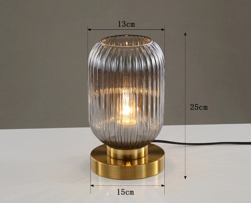 Nordic pumpkin Glass table lamps Study Bedroom Bedside decor desk lamp Modern living room White Blue Amber Smoky gray glass Lumi