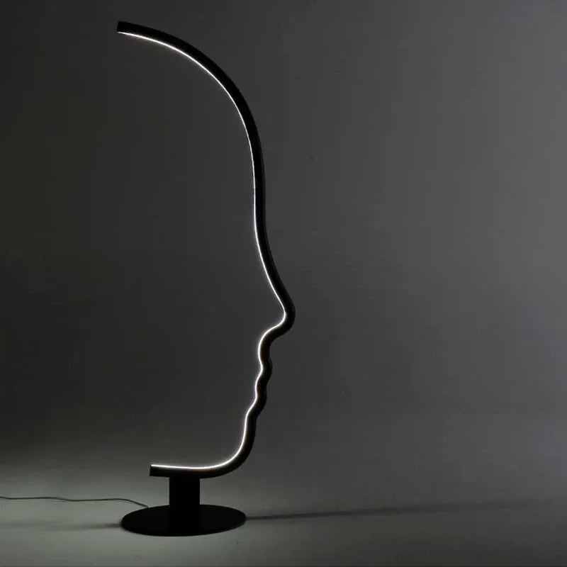 Designer Human Face Led Floor Lamp Black Adjustable for Living Room Bedroom Bedside Standing Home Decor Indoor Lighting Fixtures