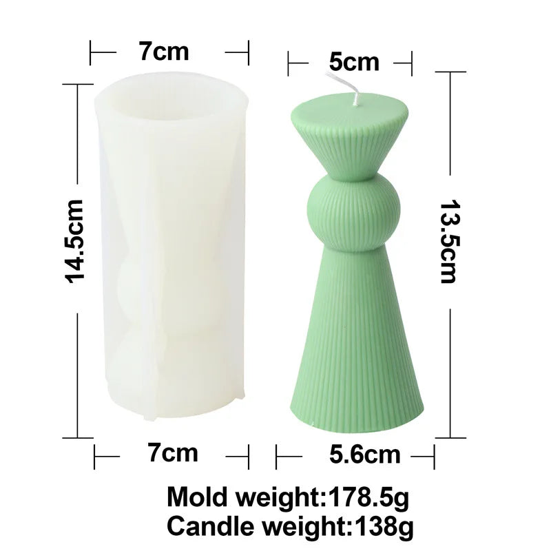 Upgraded Knot Cylindrical Candle Silicone Mold Bow Knot Stripe Cylindrical Candle Mold Vase Shape Candle Acrylic Plastic mold