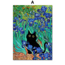 Funny Art Matisse Monet Black Cat Van Gogh Sunflowers Canvas Painting Posters and Prints Wall Pictures for Living Room Decor