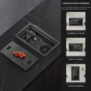 Kitchen Sink Small Single Slot Invisible Basin High Pressure Cup Washer Double Layer Drainage Cover Plate Lift Type Faucet