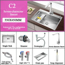 Stainless Steel Kitchen Sink Farmhouse Above Counter Undermounter Single Bowel Wash Basin With Gourmet Faucet Drain Accessories