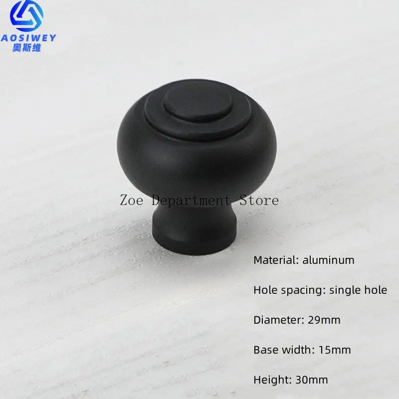 Space Aluminum Single Hole Handle Modern Wardrobe Drawer Round Knob Silver/black/gold Kitchen Cabinet Furniture Small Handle