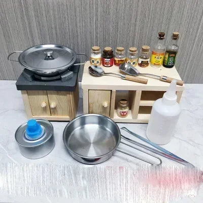 Dollhouse Mini Kitchen Furniture Toys Full Set Models for Doll House Kitchen Furniture Decorative Accessories