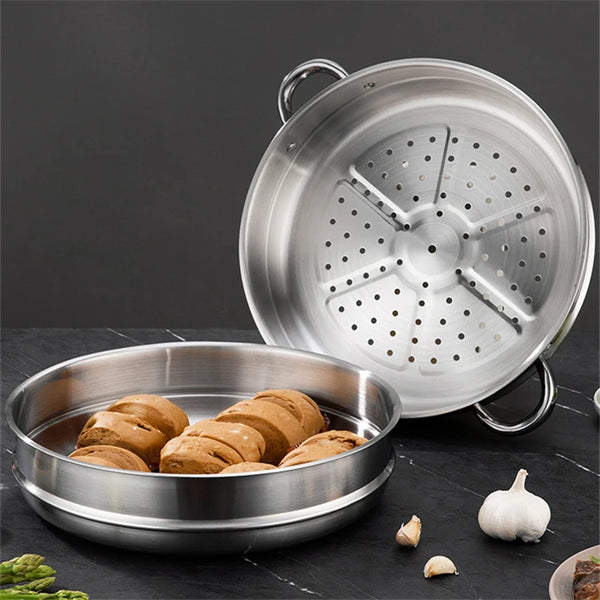 32cm Thicken Stainless Steel Food Steaming Rack Rice Cooker Double Ear Cookware Steamer for Dumpling Kitchen Cooking Accessories