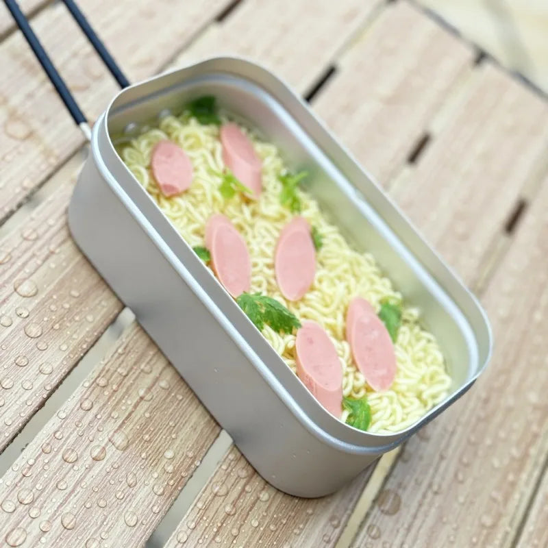 1PC Outdoor Aluminum Lunch Box Handle Cook Rice Can Be Heated Lunch Portable Cookware Flame Cooking Picnic Camping Fried Steaks