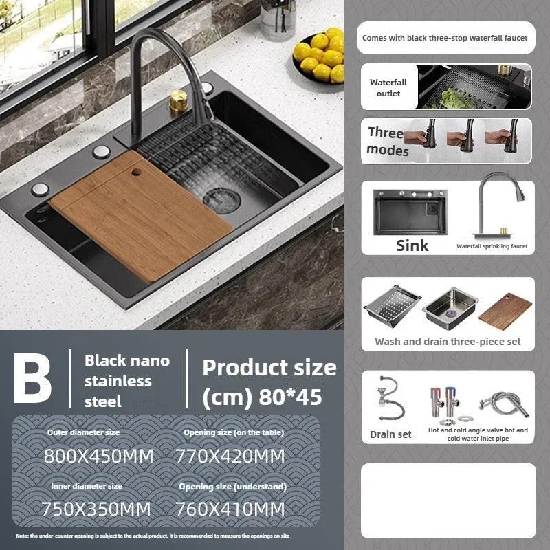 Kitchen Accessories Basin Large Thickened 304 Sink Stainless Steel Sink Single Vegetable Basin Dishwasher Table Stainless Steel