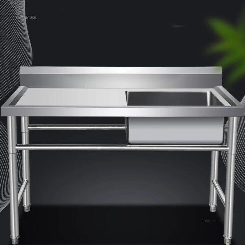 Stainless Steel Kitchen Sinks Washing Sink with Bracket Multifunctional Sinks for Restaurant Commercial Floor Dishwashing Sinks