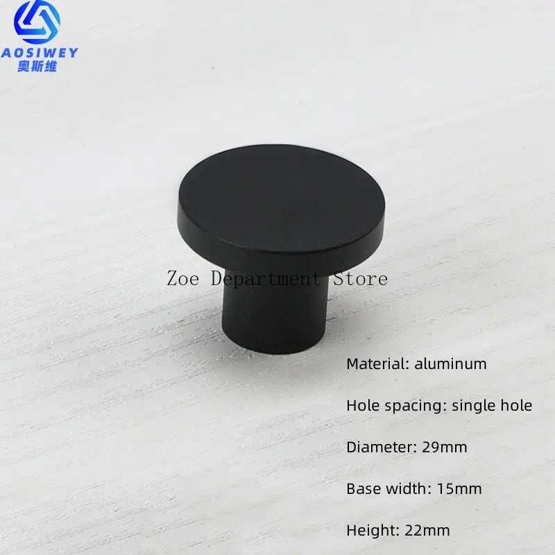 Space Aluminum Single Hole Handle Modern Wardrobe Drawer Round Knob Silver/black/gold Kitchen Cabinet Furniture Small Handle