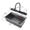 Kitchen Sink, Multifunctional Kitchen Sinks,Stainless Steel Waterfall Smart Washbasin, Multiple Sizes,with Digital Display