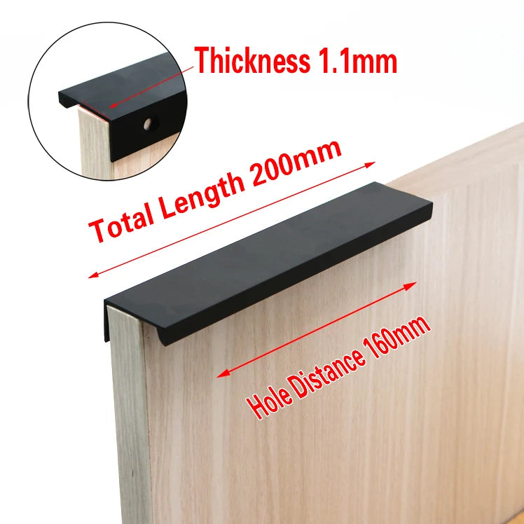 Cabinet Pulls Drawer Knobs  Black Silver Orange Gold Hidden  Handles Stainless Steel  Kitchen Cupboard Furniture Hardware