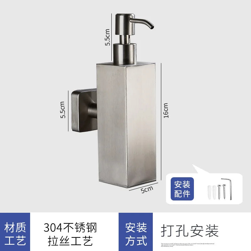 304 Brushed Stainless Steel Manual Soap Dispenser Wall Mounted Golden Black Square Round Soap Dispenser for Hotel Bathrooms