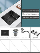 Household Black Sink for Kitchen Italian Metal Dry Handmade Kitchen Sinks Simple Small Light Luxury Kitchen Sinks for Bar