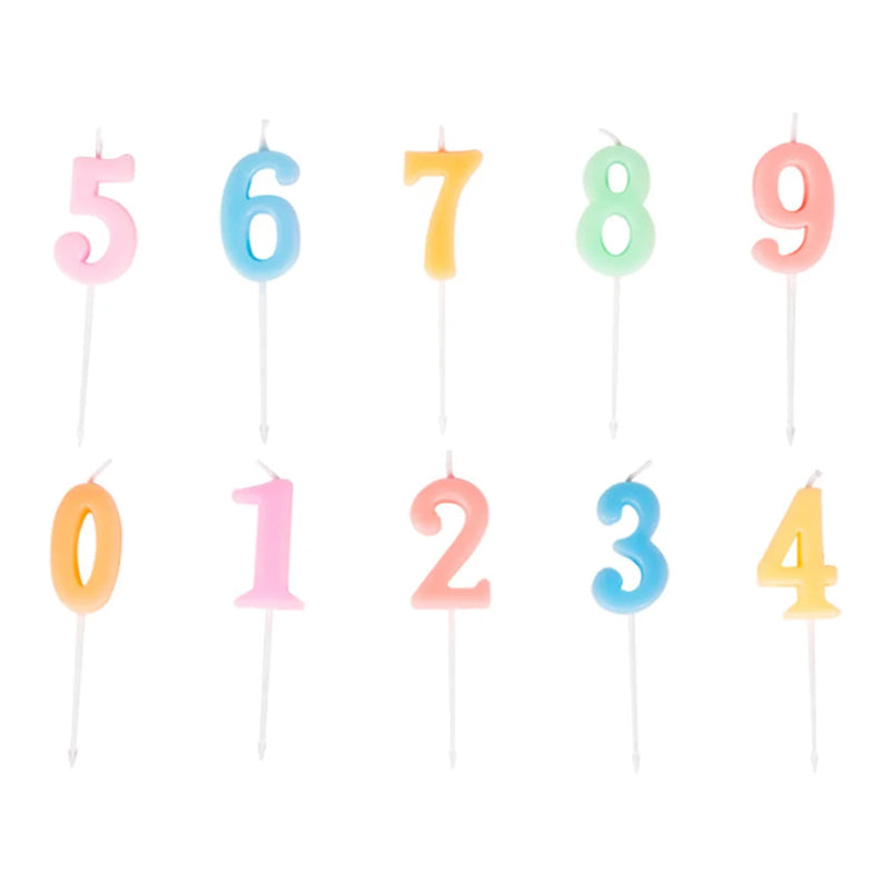 10 Pcs Candles for Cake Delicate Number Decorating Topper Decors Numeral Cakes Birthday Favors Crystal
