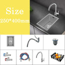 Small Gray Kitchen Sink Above Counter or Undermount 304 Stainless Steel Single Bowl Washing Basin Drain Accessories for Kitchen