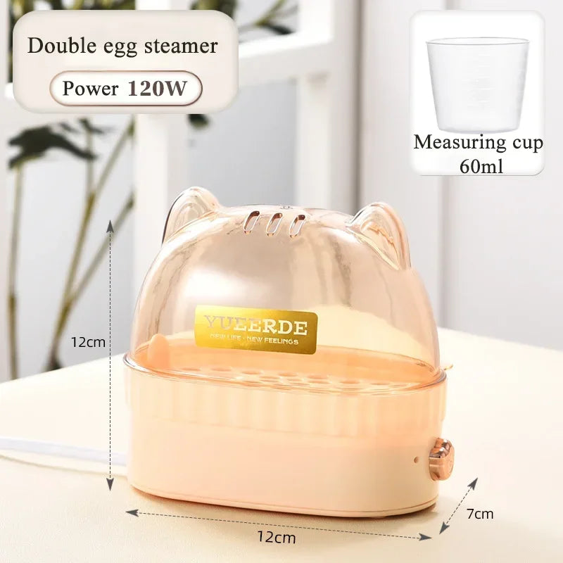 2 Eggs Food Steamer,Electric Egg Cooker, Mini Breakfast Machine, Portable Boiler, Poacher, Automatic Power Off, 120W, 220V