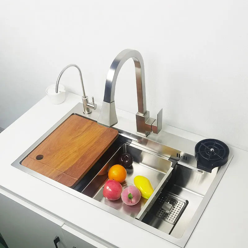 kitchen Sink 304 Stainless Steel sinks Above Counter Washing Basin with chopping board  cup washer multifunctional kitchen sink