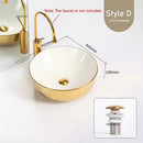 Luxury Gold Ceramic Tabletop Bathroom Sinks Home Hotel European Minimalist Household Washbasin Square Bathroom Wash Basins d