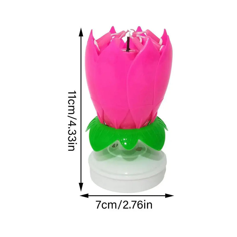 Lotus Candle Creative Rotating Birthday Candle Electric Birthday Cake Music Candles Flower Candle Reusable Decorative Candles