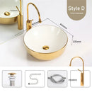 Luxury Gold Ceramic Tabletop Bathroom Sinks Home Hotel European Minimalist Household Washbasin Square Bathroom Wash Basins d