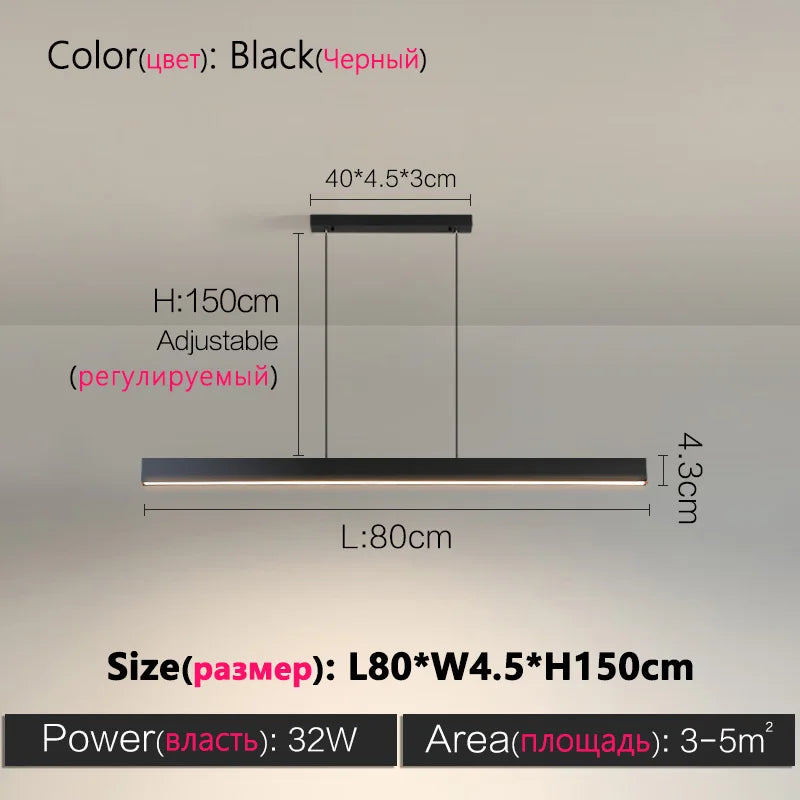 Designer dining room chandelier simple modern Nordic dining table bar table lamp minimalist led long office chandelier