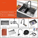 Nordic Metal Kitchen Sinks for Bar Counter Smart Digital Display with Cup Washer Sinks Light Luxury Design Sink for Dining Room