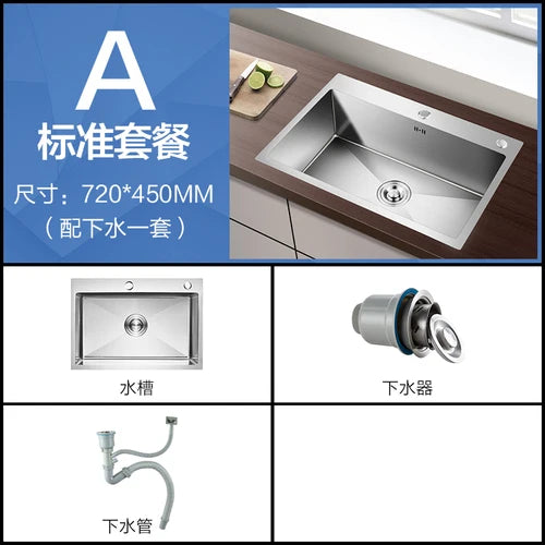 Modern Stainless Steel Kitchen Sinks Home Single Hole Kitchen Sink Under Counter Wash Basin Nano Handmade Kitchen Accessories