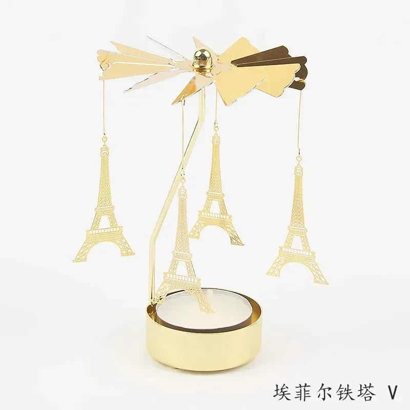 Multi-shape Rotating Candlesticks Snowflake Angel Romantic Tea Party Candle Holder Wedding Christmas Metal Home Decor