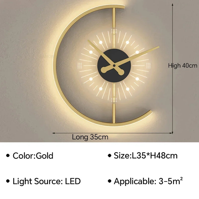 Modern LED Wall Lamp Clock Sconce for Bedroom Bedside Living Dining Room Aisle Porch Corridor Home Decor Lighting Fixture Luster