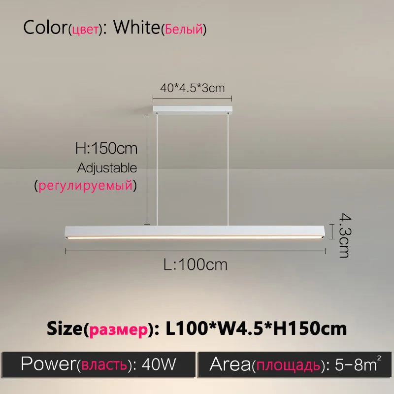 Designer dining room chandelier simple modern Nordic dining table bar table lamp minimalist led long office chandelier