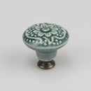 Colorful Floral Ceramic Handle Cabinet Door Solid Wood Furniture Wardrobe Handle Single-hole Drawer Hardware