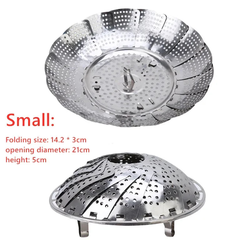 Multifunctional Steamer Plate Disk, Stainless Steel, Silver Magic, Retractable, Folding, Steaming Fruit