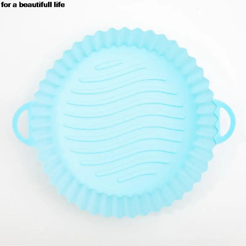 1PC Reusable Silicone Air Fryer Basket Oven Mold Baking Tray Pizza Fried Chicken Basket Round Square Pan Liner Accessories
