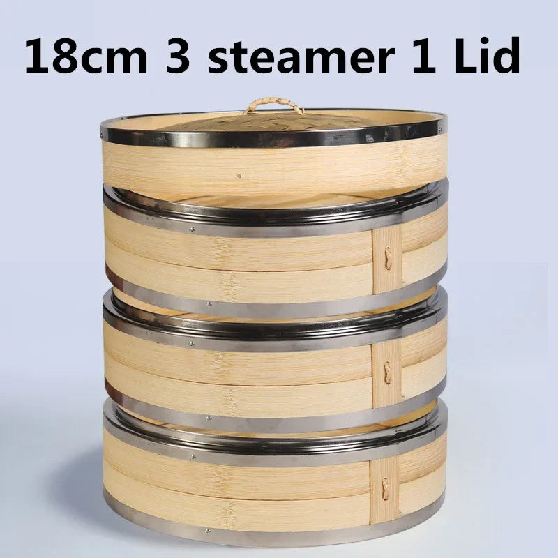 stainless steel Bamboo wooden bun Steamer Kitchen Cookware Fish Rice Dim Sum Basket Rice Pasta Cooker food Steamed stuffed