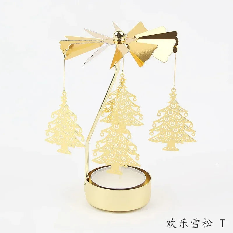 Multi-shape Rotating Candlesticks Snowflake Angel Romantic Tea Party Candle Holder Wedding Christmas Metal Home Decor