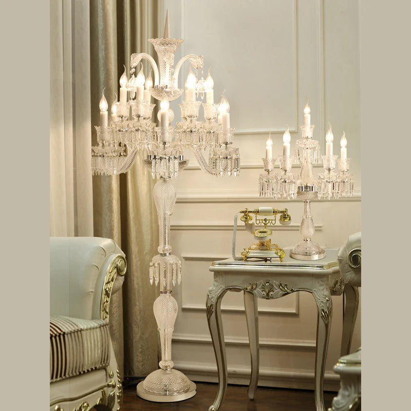 OUFULA European Style Crystal Floor Lamp Luxurious Hotel Ballroom Wedding Candle Decoration Lamp Living Room Bedroom Villa