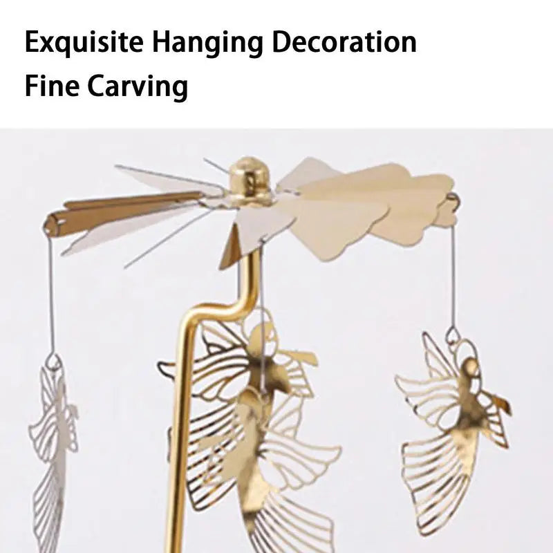 Rotary Candle Holder Metal Spinning Candle Holder With Tray Rotating Candlestick Set Stainless Steel Aromatherapy Wind Chime