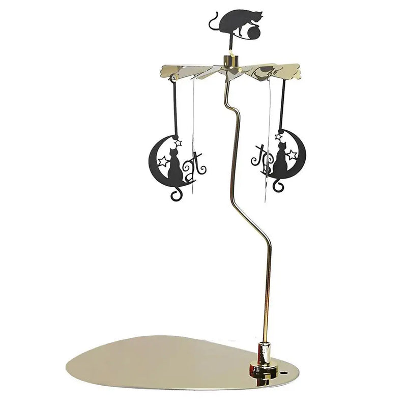 Rotary Candle Holder Metal Spinning Candle Holder With Tray Rotating Candlestick Set Stainless Steel Aromatherapy Wind Chime