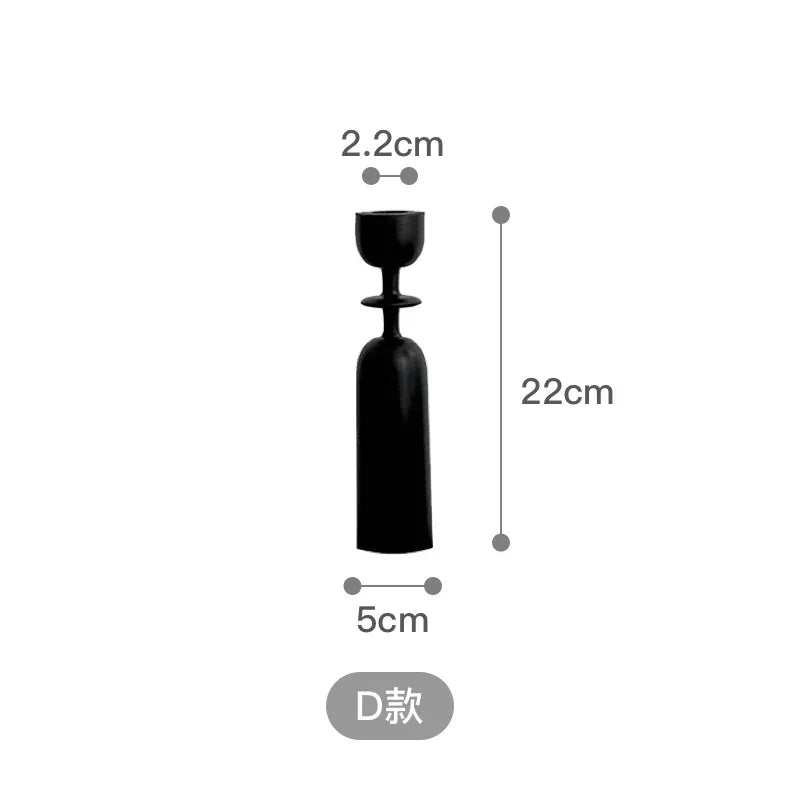 Black Wooden Candle Holder Quality Black Candle Seat Nordic ins style art decoration hotel model room soft decoration ZM806
