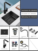 Household Black Sink for Kitchen Italian Metal Dry Handmade Kitchen Sinks Simple Small Light Luxury Kitchen Sinks for Bar